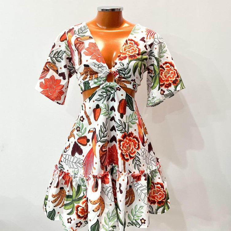 Vestido Elisa Estampado - Estilo Farm Tendência Paty (Virtual)