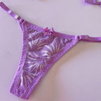 Kit 4 Conjunto Pandora/ Lingerie em renda sem bojo com aro, alças reguláveis e calcinha fio