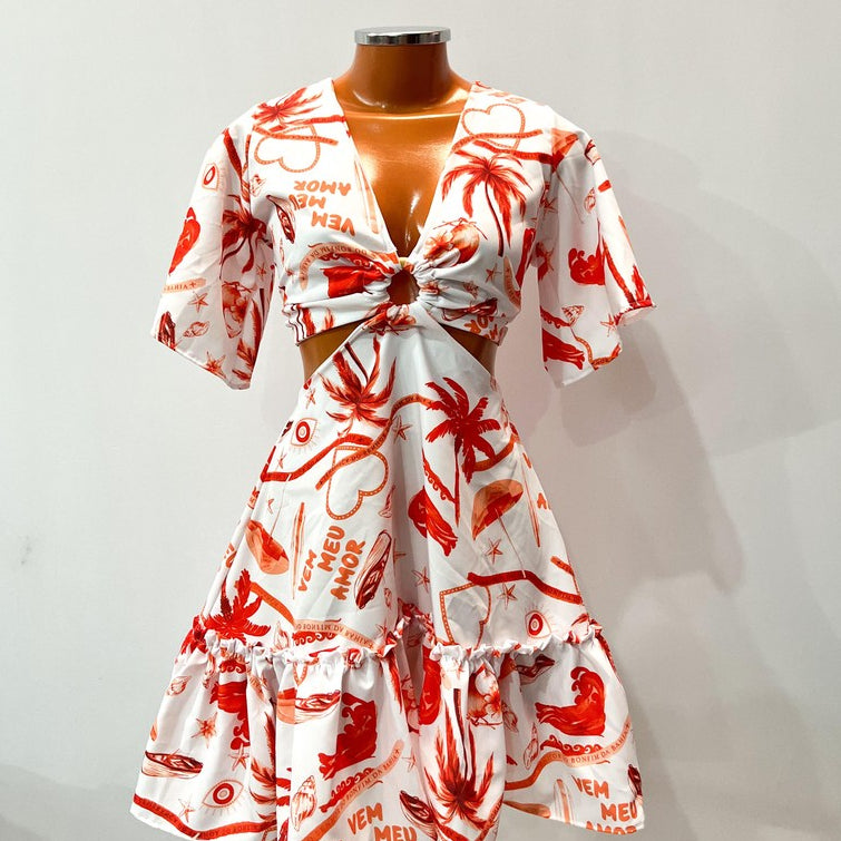 Vestido Elisa Estampado - Estilo Farm Tendência Paty (Virtual)