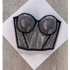 Cropped Mony (Brallet Glamour: Sutiã em paetê com bojo e alças removíveis, perfeito para festas).
