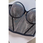 Cropped Mony (Brallet Glamour: Sutiã em paetê com bojo e alças removíveis, perfeito para festas).