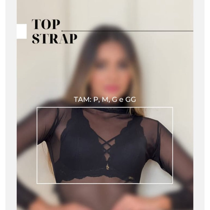 Top com Strappy (Top Strappy com Bojo em V e Alças de Renda).