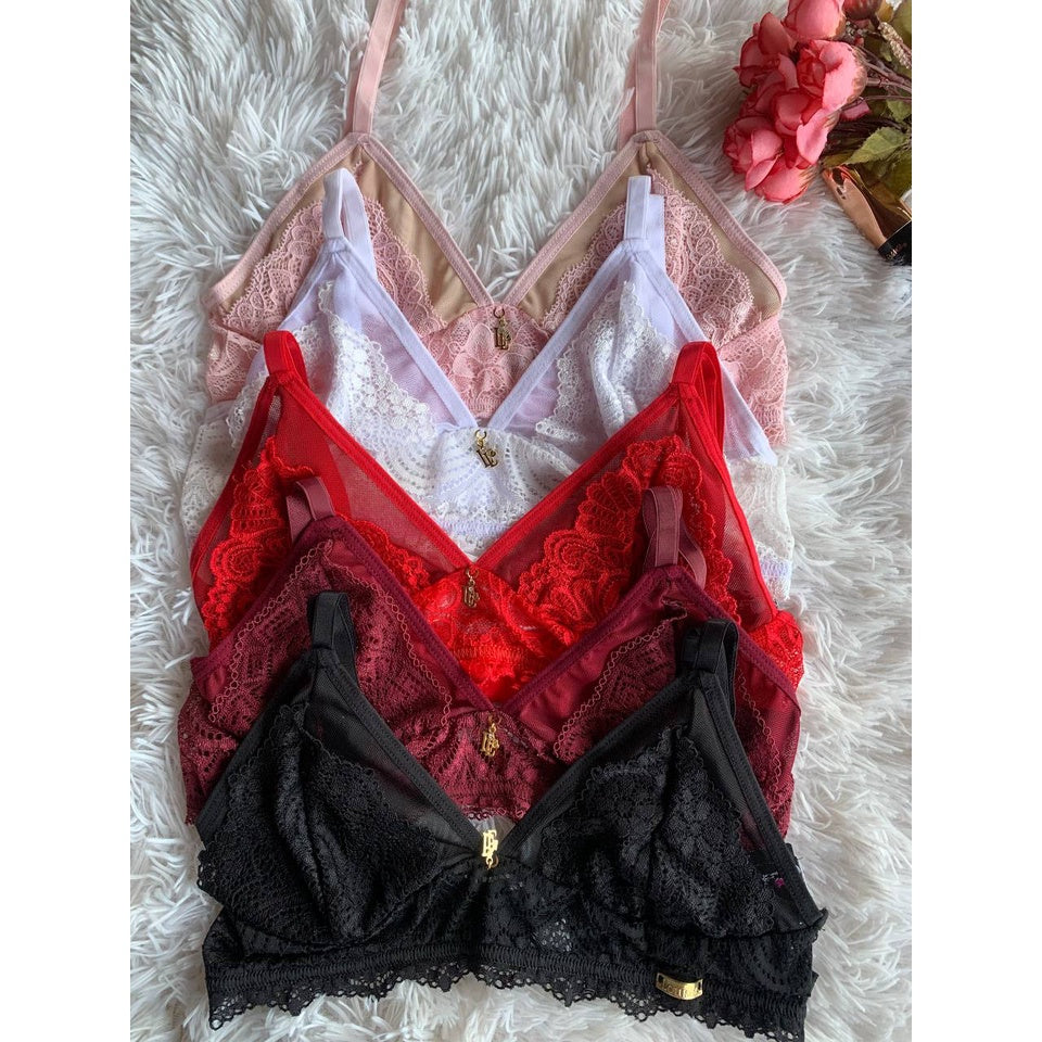 Top Talita: Rendado com Decote em V Tendencia