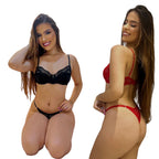 Kit 4 Conjunto Pandora/ Lingerie em renda sem bojo com aro, alças reguláveis e calcinha fio