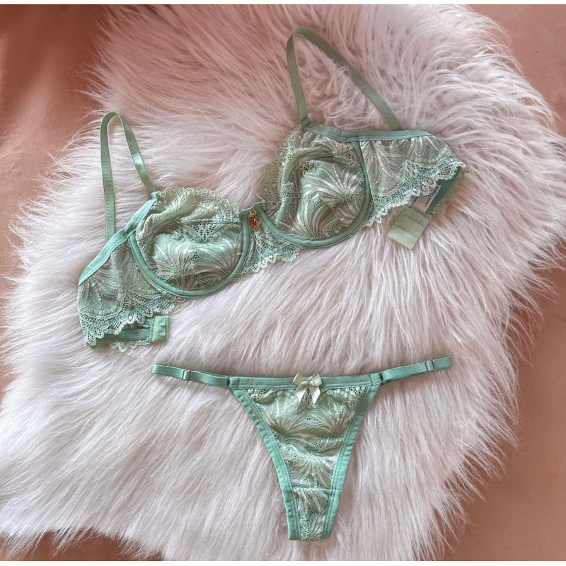 Kit 10 Conjunto Pandora/ Lingerie em renda sem bojo com aro, alças reguláveis e calcinha fio - diversas cores e tamanhos