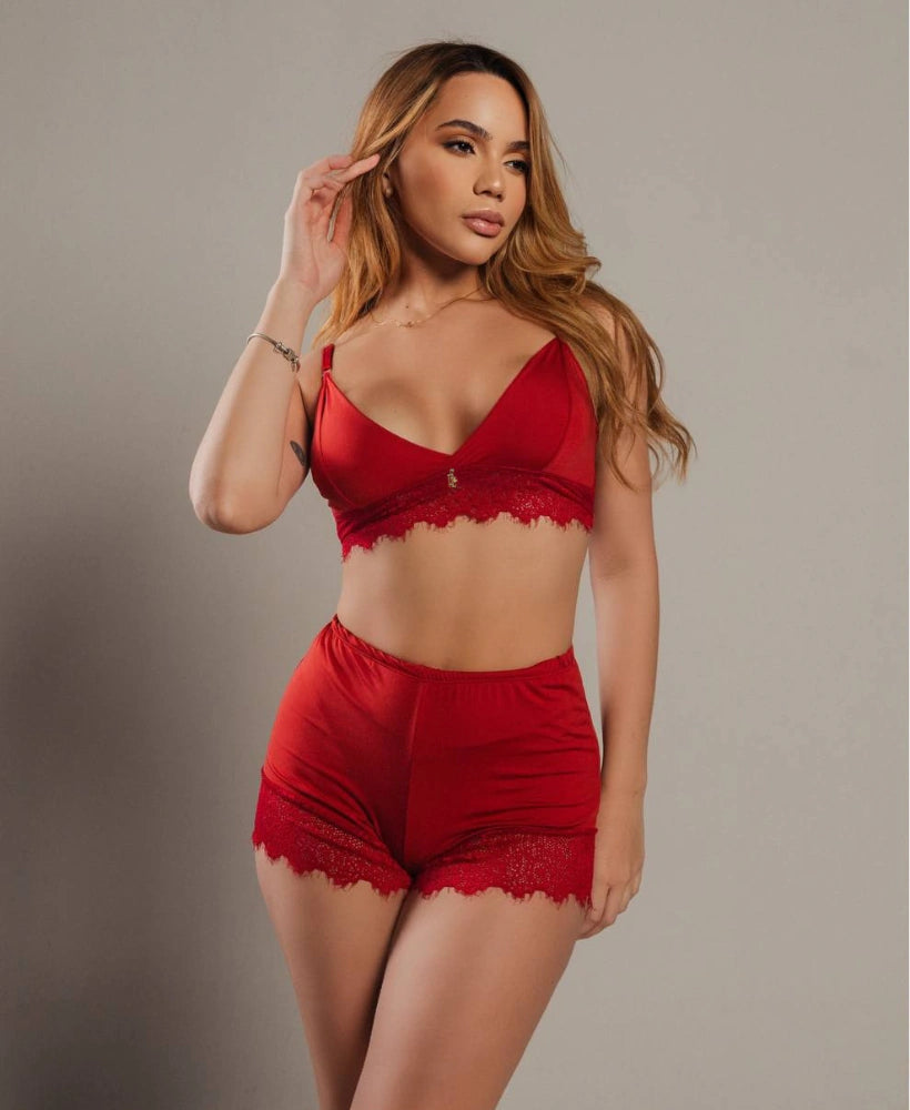 Baby Doll Andressa Adulto Microfibra e Renda Sensual