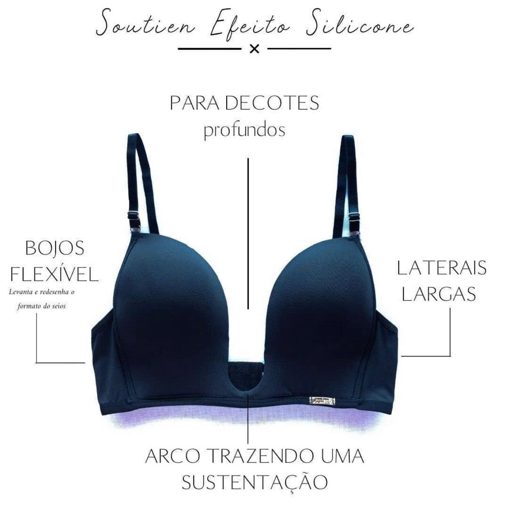 Sutiã Liso Decote Profundo - Push Up Efeito Mágico Sutiã Sutiã "U" direto da fabrica