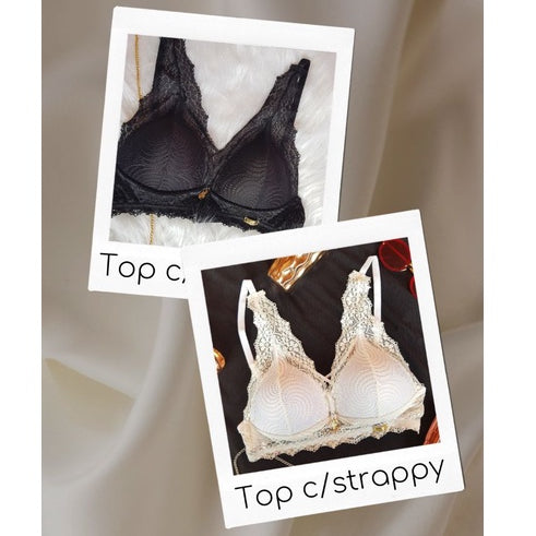 Top com Strappy (Top Strappy com Bojo em V e Alças de Renda).