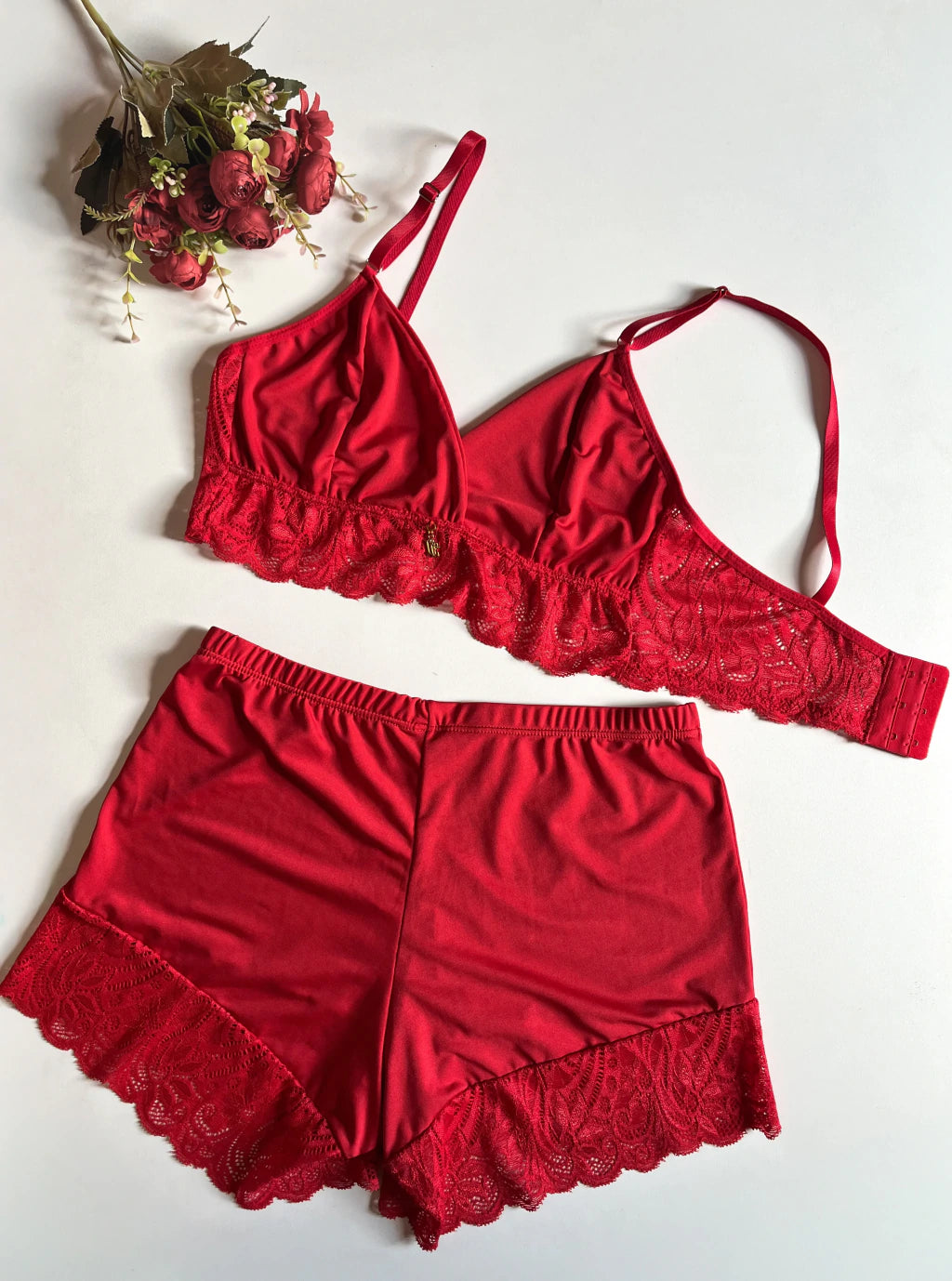 Baby Doll Andressa Adulto Microfibra e Renda Sensual