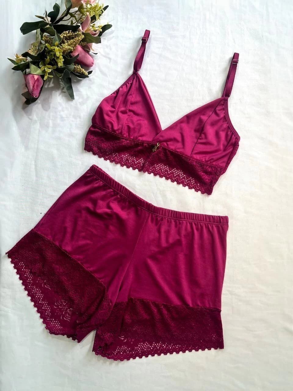 Baby Doll Andressa Adulto Microfibra e Renda Sensual